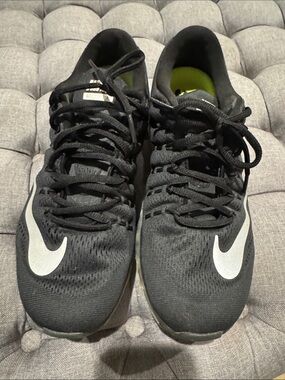 Nike Black Sneakers with White Swoosh and Lime Inner Lining